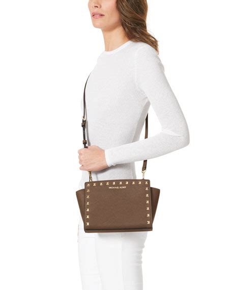 michael michael kors medium selma studded messenger dark dune|michael michael kors selma medium tz satchel dark dune.